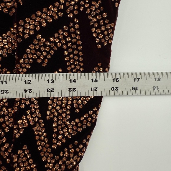 Vtg Zum Zum Dress Womens 5/6 Black Maroon Velvet Sequin Cutout Back Made USA 80s - Picture 5 of 13